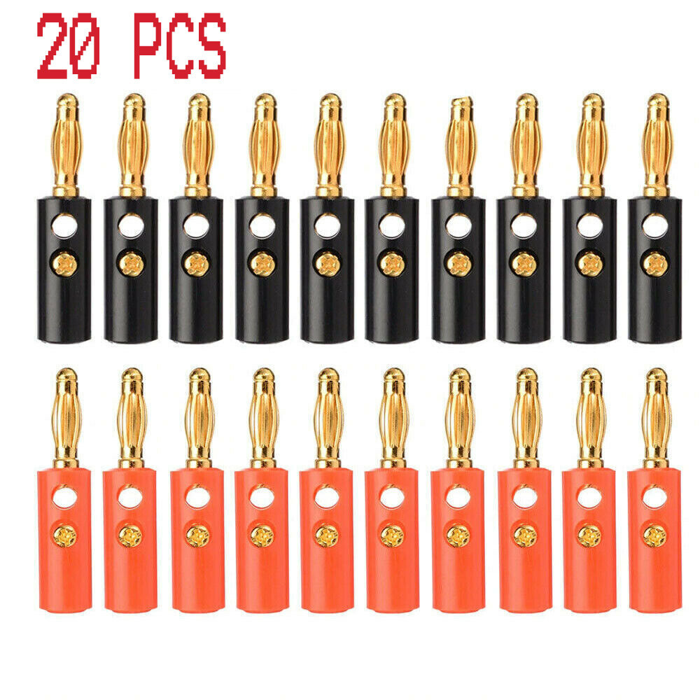 20Pcs Gold Plated Banana Plugs Audio Jack Speaker Wire Cable Screw Connector 4mm Unbranded Does not apply - фотография #2