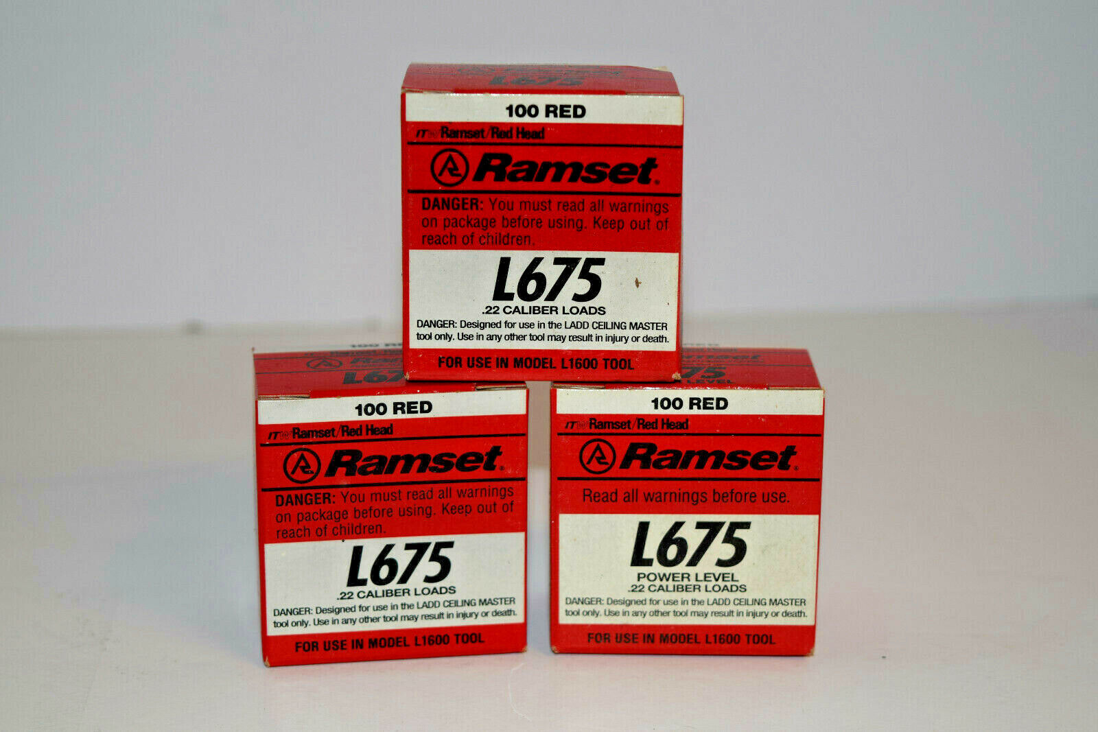 100PK RAMSET/RED HEAD L675 RED .22 CALIBER FOR LADD CEILING MASTER TOOL 3 BOXES RAMSET L675