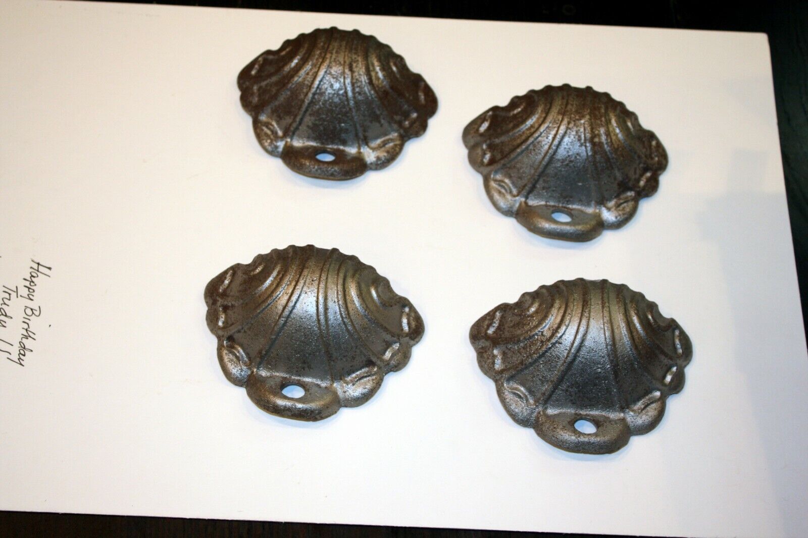 Matched Set of 4 Antique Cast Iron Corner Covers Parlor Stove Parts. Very Nice!! Unbranded