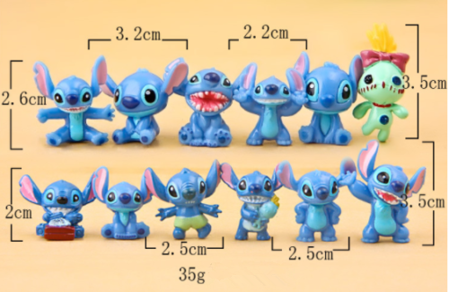 12Pcs/SET Cute Disney Lilo & Stitch Scrump Mini Action Figures PVC Toys Dolls Disney - фотография #2