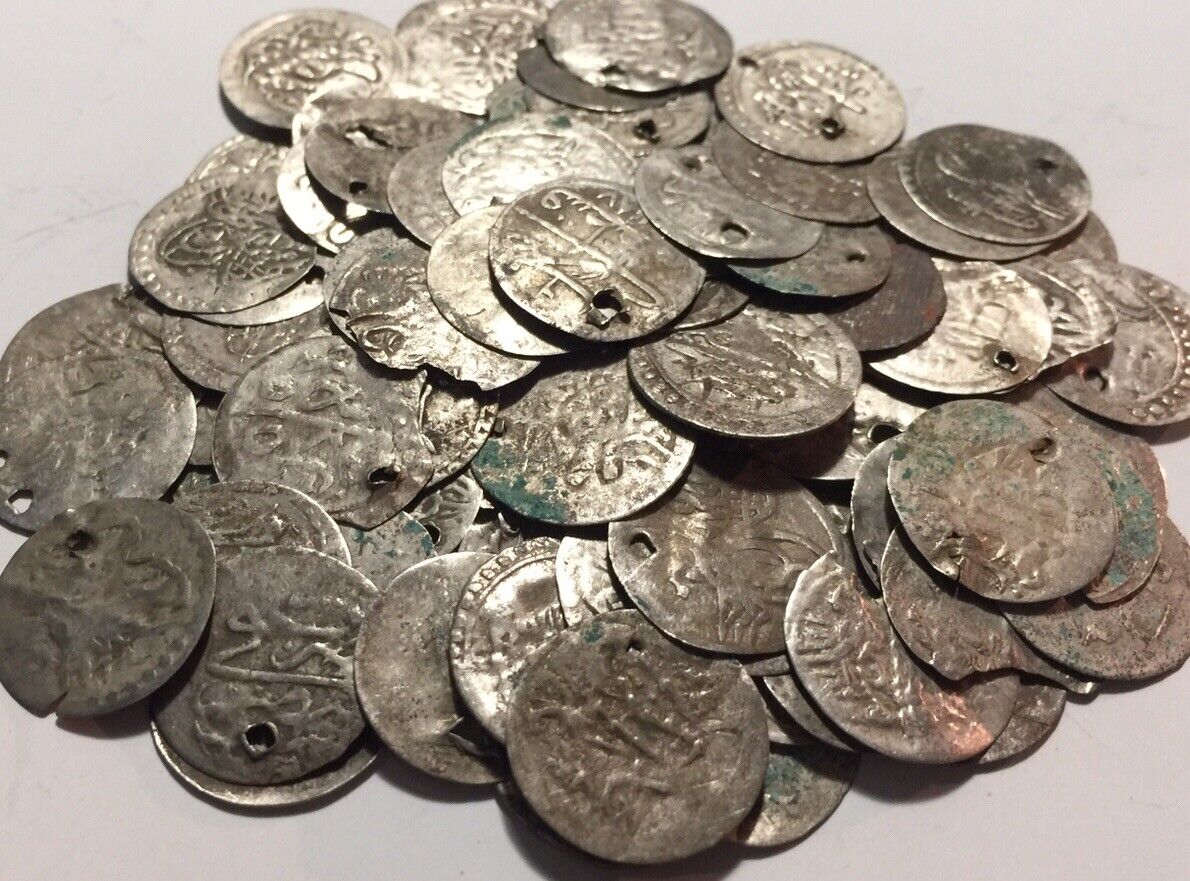 Lot 5 original Islamic silver para coins/Ottoman Empire Abdul Hamid Selim Mahmud Без бренда - фотография #6