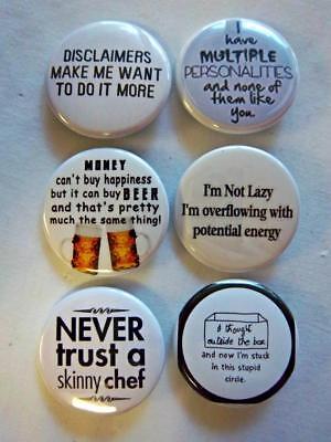 1.5" Snarky HUMOR Funny   6-pk Novelty Buttons/Pins: For backpacks, Jackets Без бренда