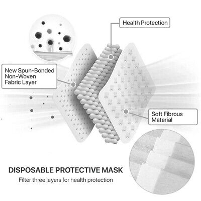 [Black] 100 Pcs Disposable Face Masks 3-Ply Non Medical Surgical Earloop Cover DPT Motorsports FSM100-BK - фотография #3