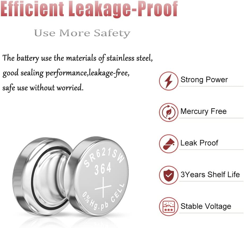 Sr621Sw Battery 364 621 for Watch Battery 1.5V Button Pack of 20【3-YearWarranty】 Does not apply - фотография #5