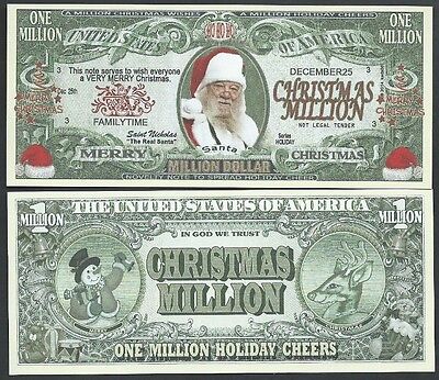 Lot of 100 Bills - THE REAL SANTA MILLION CHRISTMAS WISHES NOVELTY BILL Без бренда