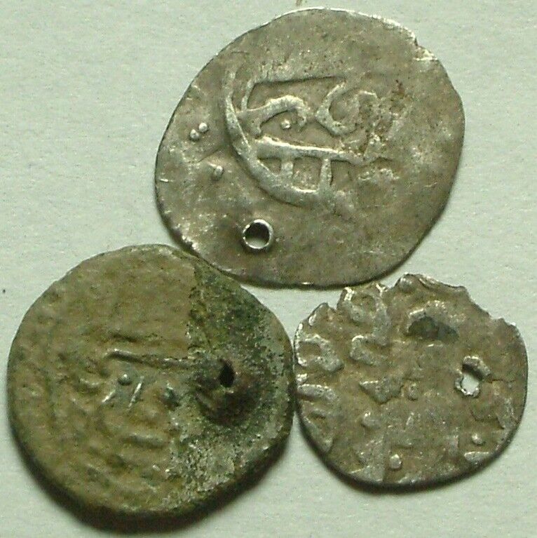 Lot of 3 Rare Original Ottoman Empire Turkey Silver akce pendant Coins AKCHE 15C Без бренда - фотография #3