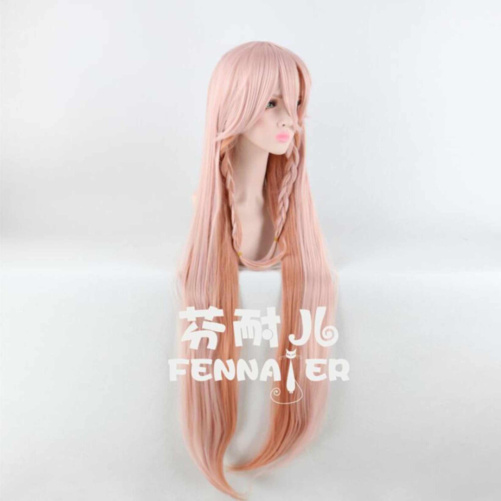 Peach pink girl gradual change long straight hair cosplay wig high-temperature Unbranded