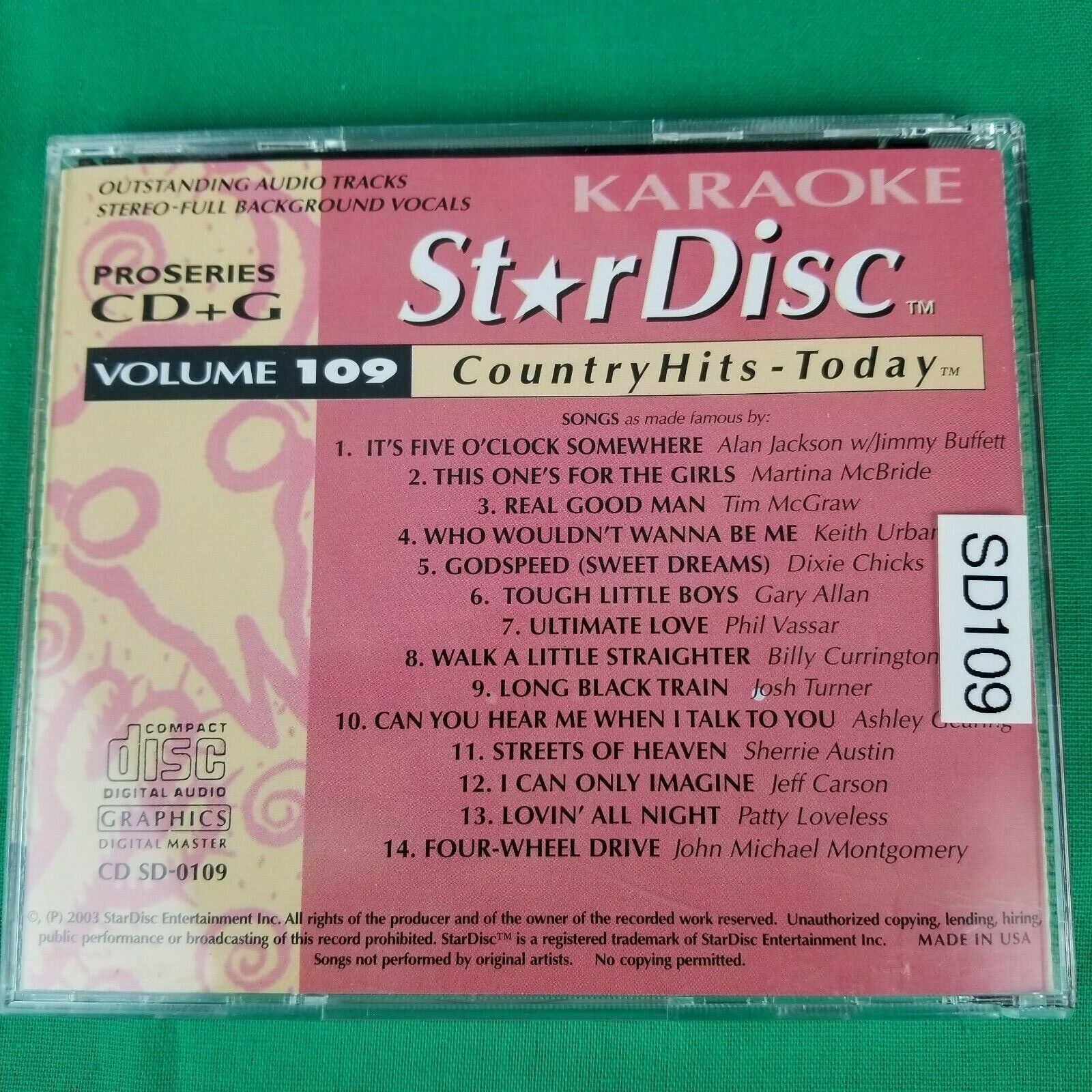 Pre-Owned Lot of 2 StarDisc Karaoke Country Classics CD+G Volume 106 & 109 Star Disc - фотография #4