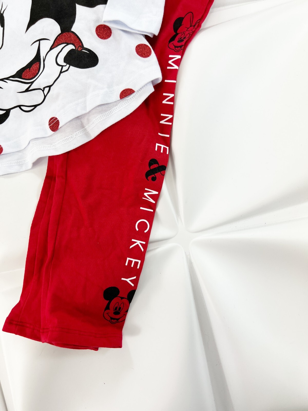 NWT Disney Jr Minnie Mouse Girl Sz 6X Mickey Glitter Bow Dot Top Legging 2pc Set Disney Does Not Apply - фотография #5