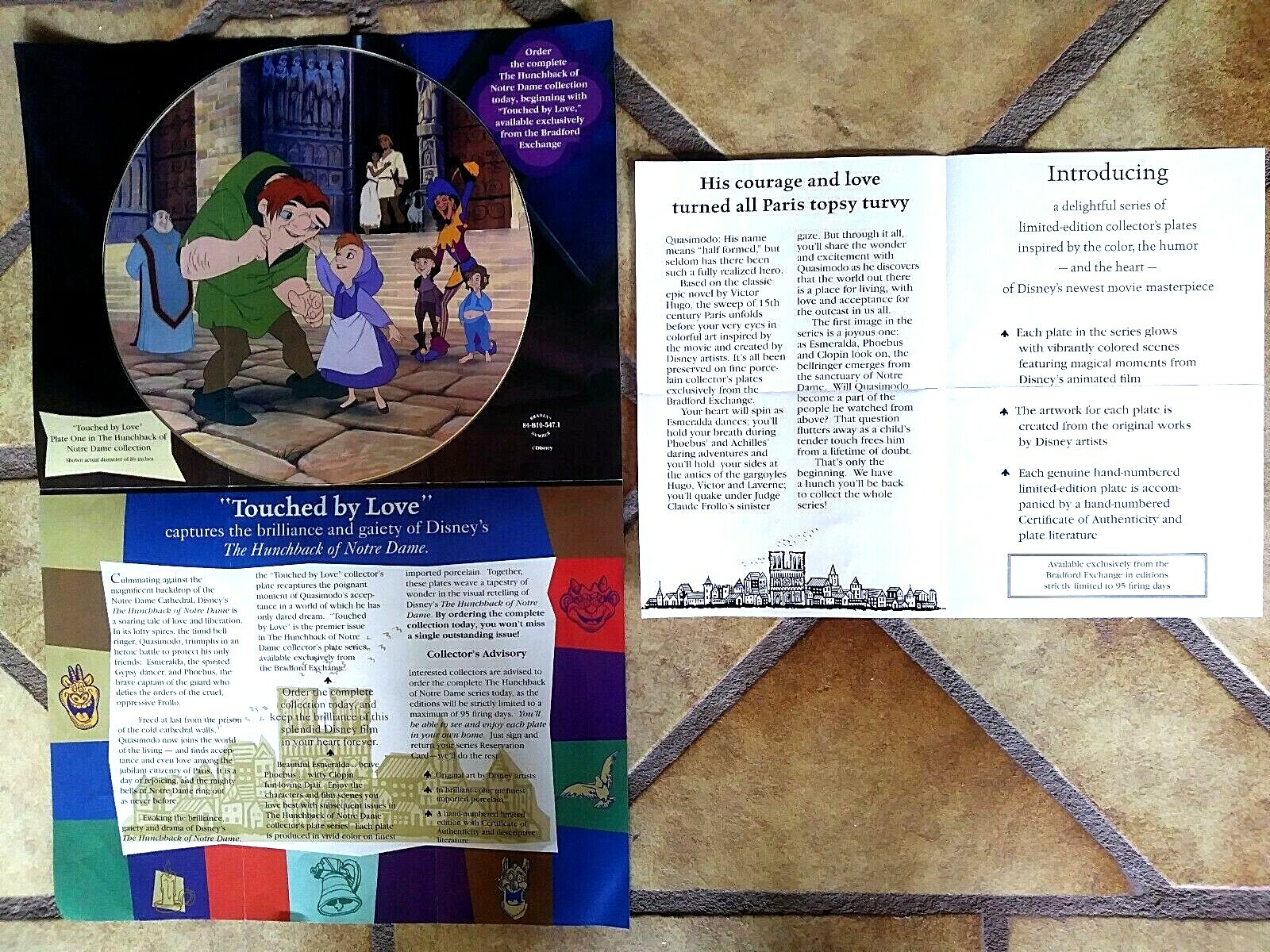 HUNCHBACK OF NOTRE DAME,COMPLETE SET 4 LTD.ED.DISNEY BRADEX PLATES 1996,NEW,MINT BRADEX CHINA - фотография #9