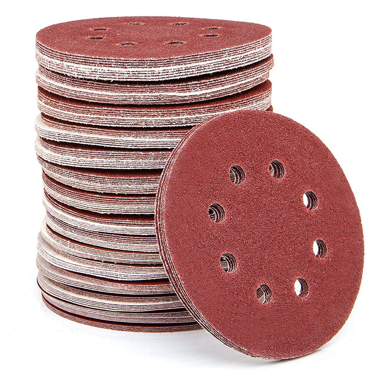 150PC 5 inch Sanding Discs 60-600 Grit Hook Loop 8-Hole Orbital Sander Sandpaper Selead Does Not Apply