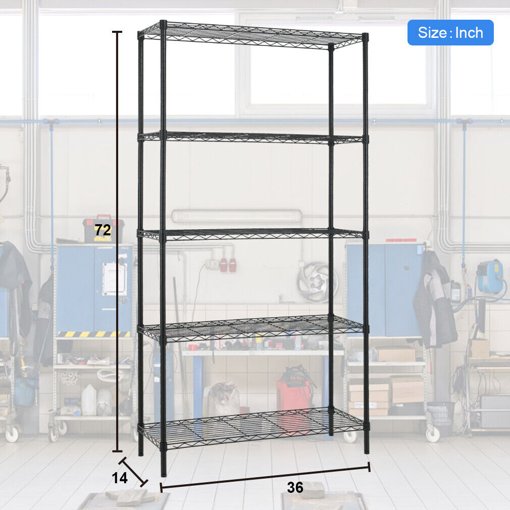 New 5 Tier Wire Shelving Unit NSF Metal Shelf Rack 1250 LBS Capacity 14”x36”x72” BestOffice - фотография #7