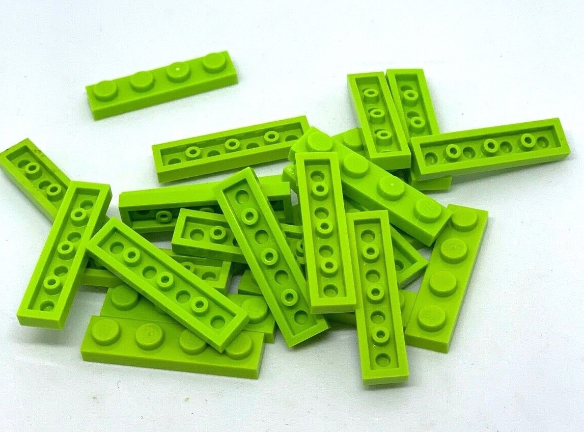 1X4 Lego 24 Piece Bulk Lot 1 x 4 Flat Plates LIME GREEN Building Parts LEGO Does Not Apply - фотография #2