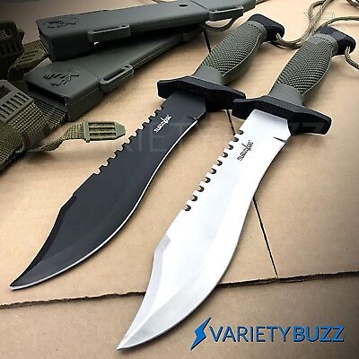 2 PC TACTICAL SURVIVAL Rambo Hunting KNIFE Army Bowie + SHEATH | 12" FIXED BLADE Survivor - фотография #2