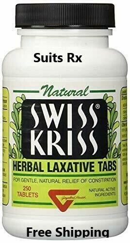 Swiss Kriss Herbal Laxative Tablets, 250 Count Exp 07/2026 Free Shipping! Swiss Kriss