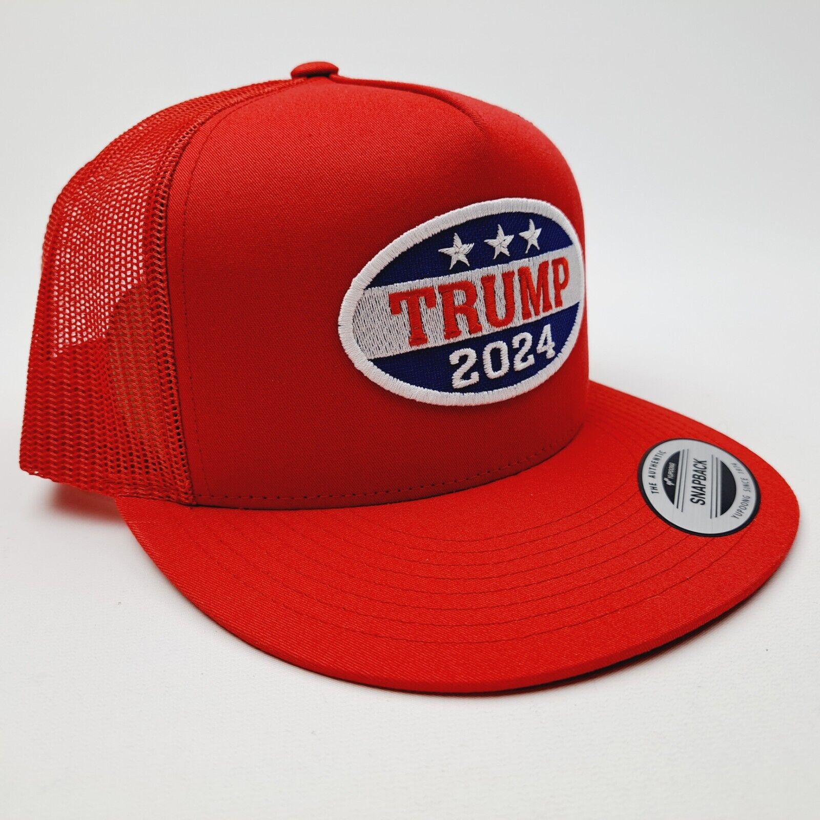 MAGA Trump 2024 Red Hat Cap  Embroidered Patch  Flat Bill Mesh Snapback  thepatriotspride.com 6006 - фотография #4