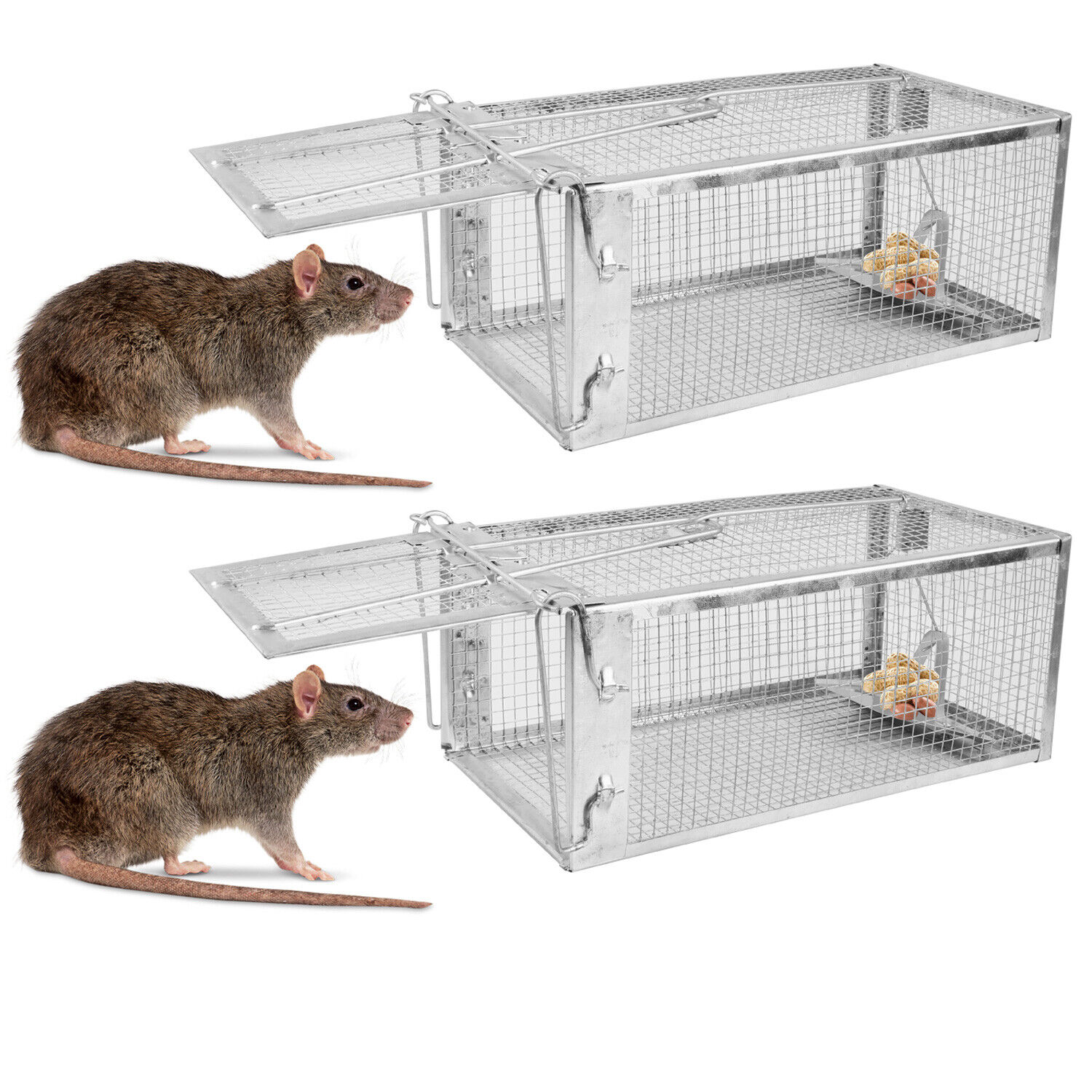 2 Packs Animal Live Rat Trap Cage for Squirrel Chipmunk Control 10.6"x5.5"x4.3" iMounTEK