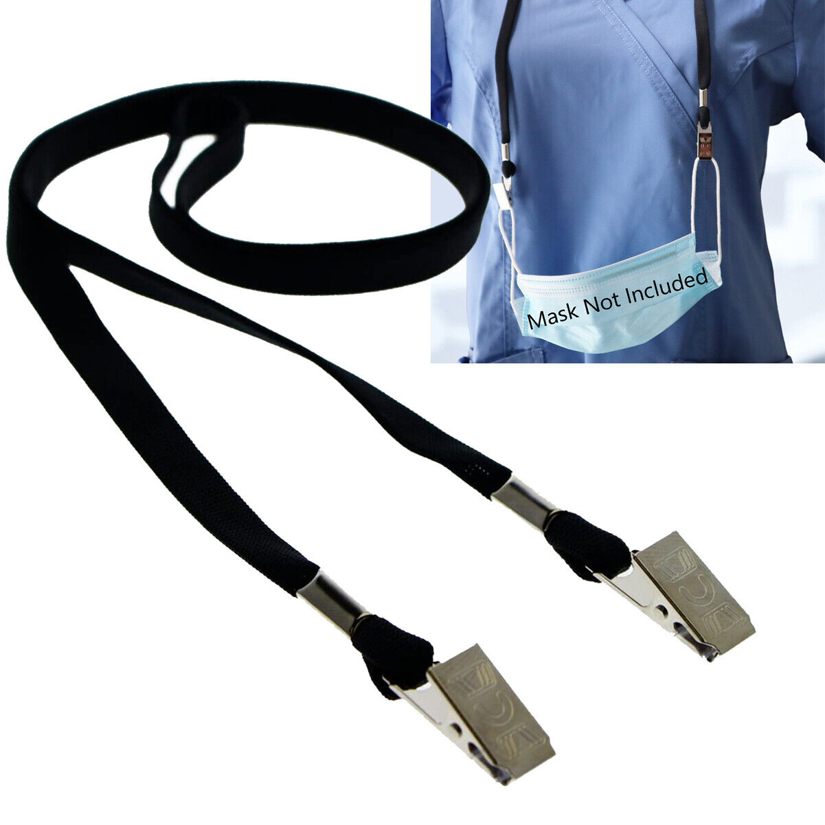 5 Pack - Face Mask Lanyards - Comfort Neck Straps with Two Bulldog Clips by SPID Specialist ID SPID-2350