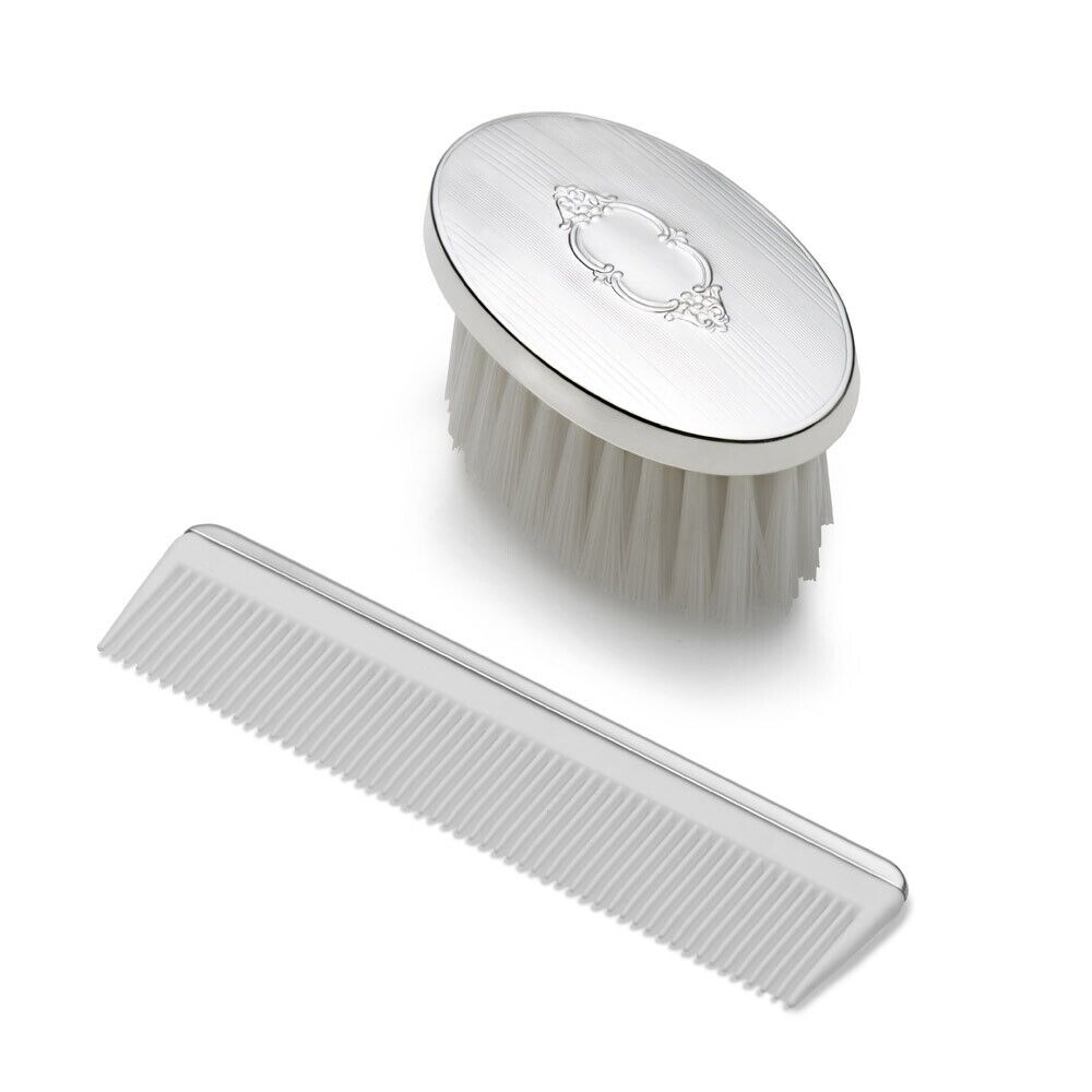 Boys Oval Shield Brush & Comb Set by Empire, Factory Brand New, #2197 Sterling Empire Silver Co.