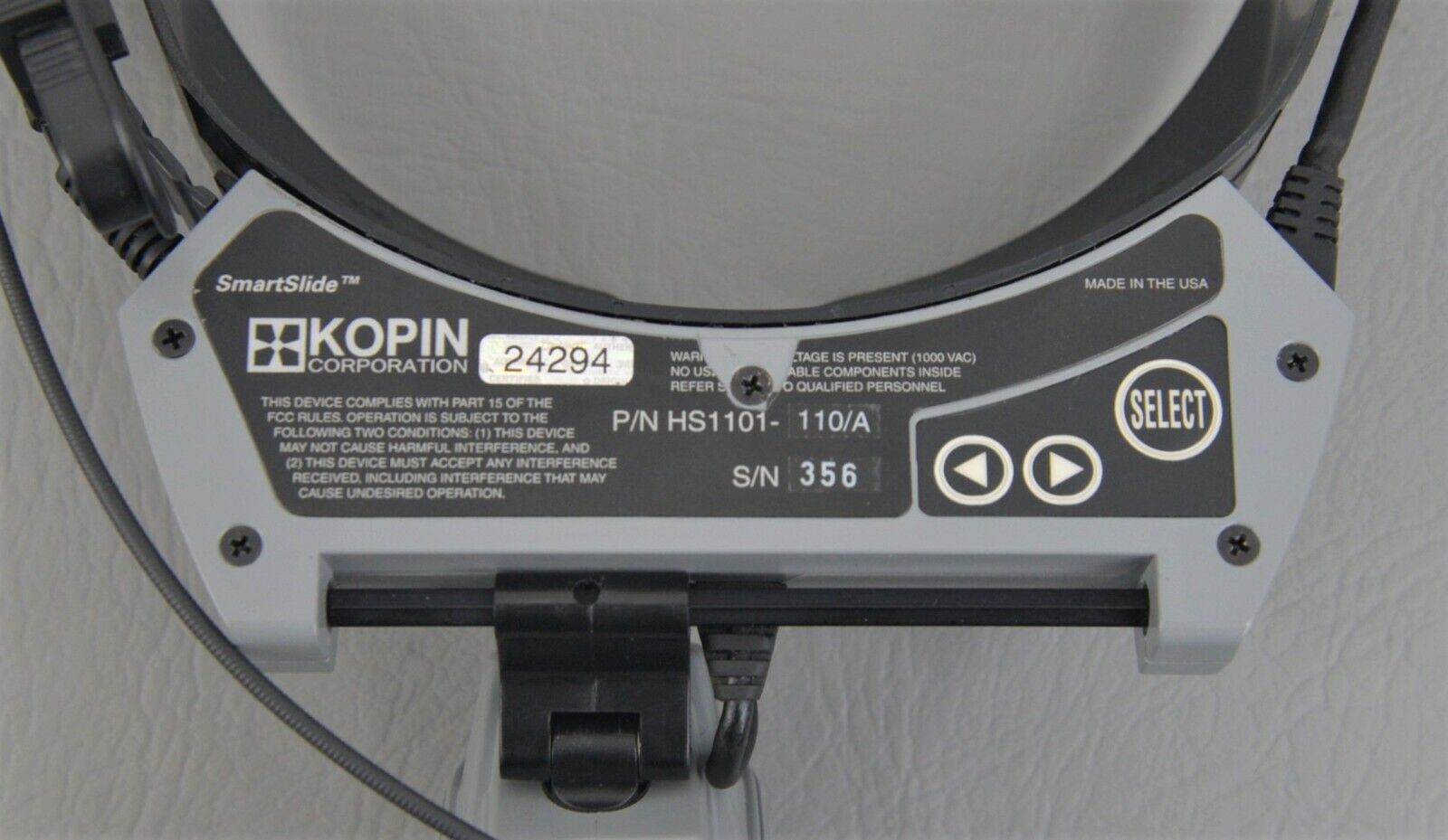Lot of Kopin Explorer HS1101-110A SmartSlide Head Mounted Display Headset w Ac Kopin HS1101-110A - фотография #11