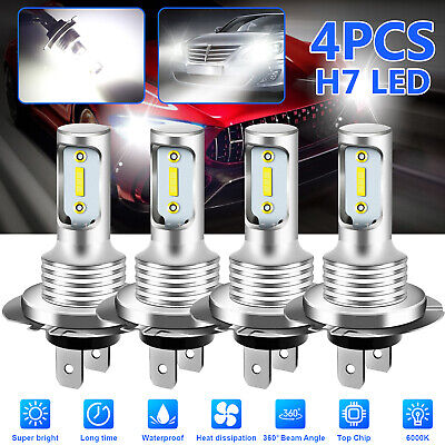 4x H7 LED Headlight Bulb Kit High Low Beam 220W 32000LM Super Bright 6000K White EEEKit Does Not Apply