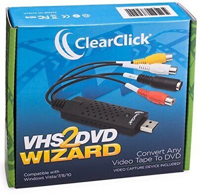 VHS To DVD Wizard with USB Video Grabber & Free USA Tech Support ClearClick VHS2DVD168