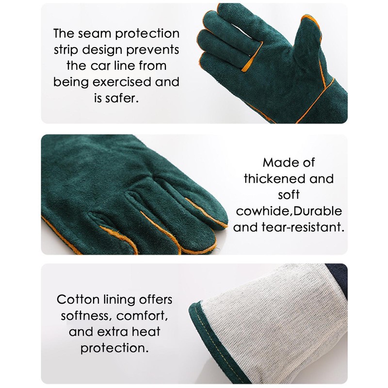  Leather Gloves Animal Handling Dog Cat Scratch Snake Bite Proof Long Mitts Unbranded - фотография #3