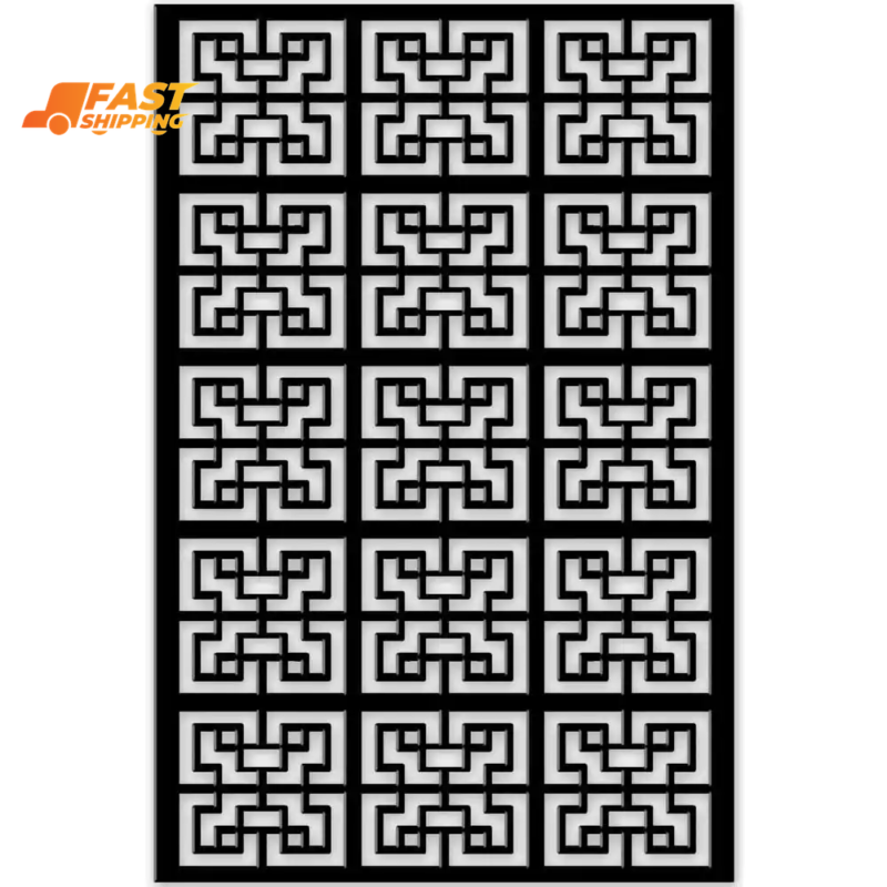 Chinese Maze 4 Ft. X 32 In. Black Vinyl Decorative Screen Panel Does not apply