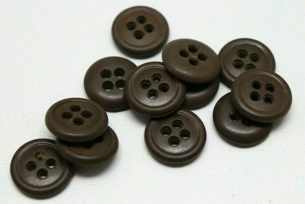 WWII US plastic buttons 5/8 inch 16mm 24L dark brown lot of 12 B9253 Без бренда - фотография #8