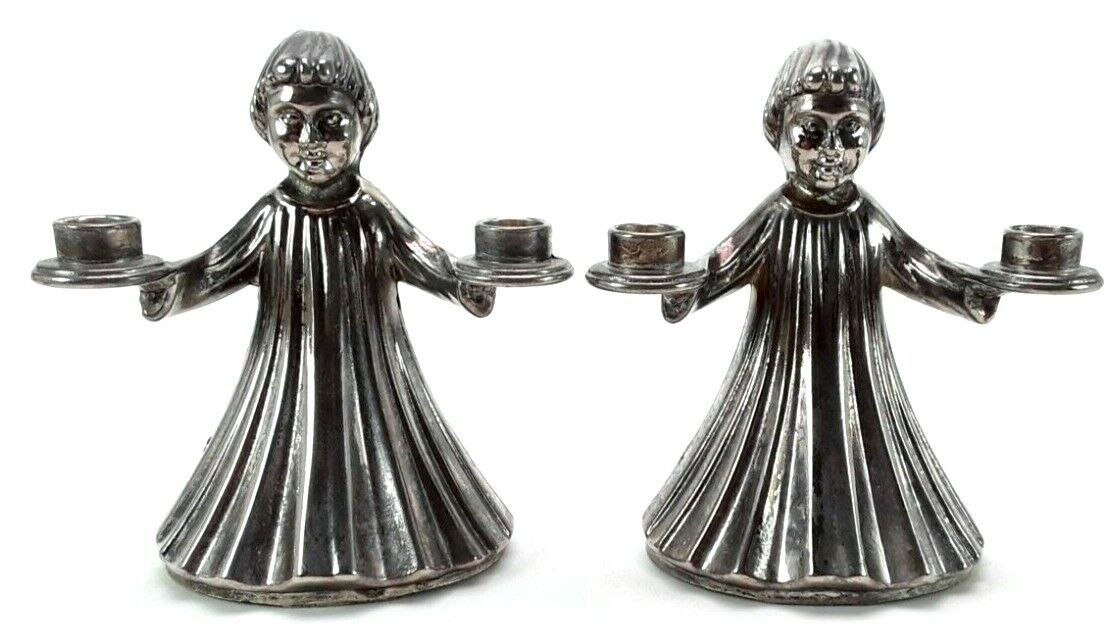 Vintage Choir Girl Mini Taper Candle Holders - Silver Tone -  Made in Italy Unbranded Candle Holders