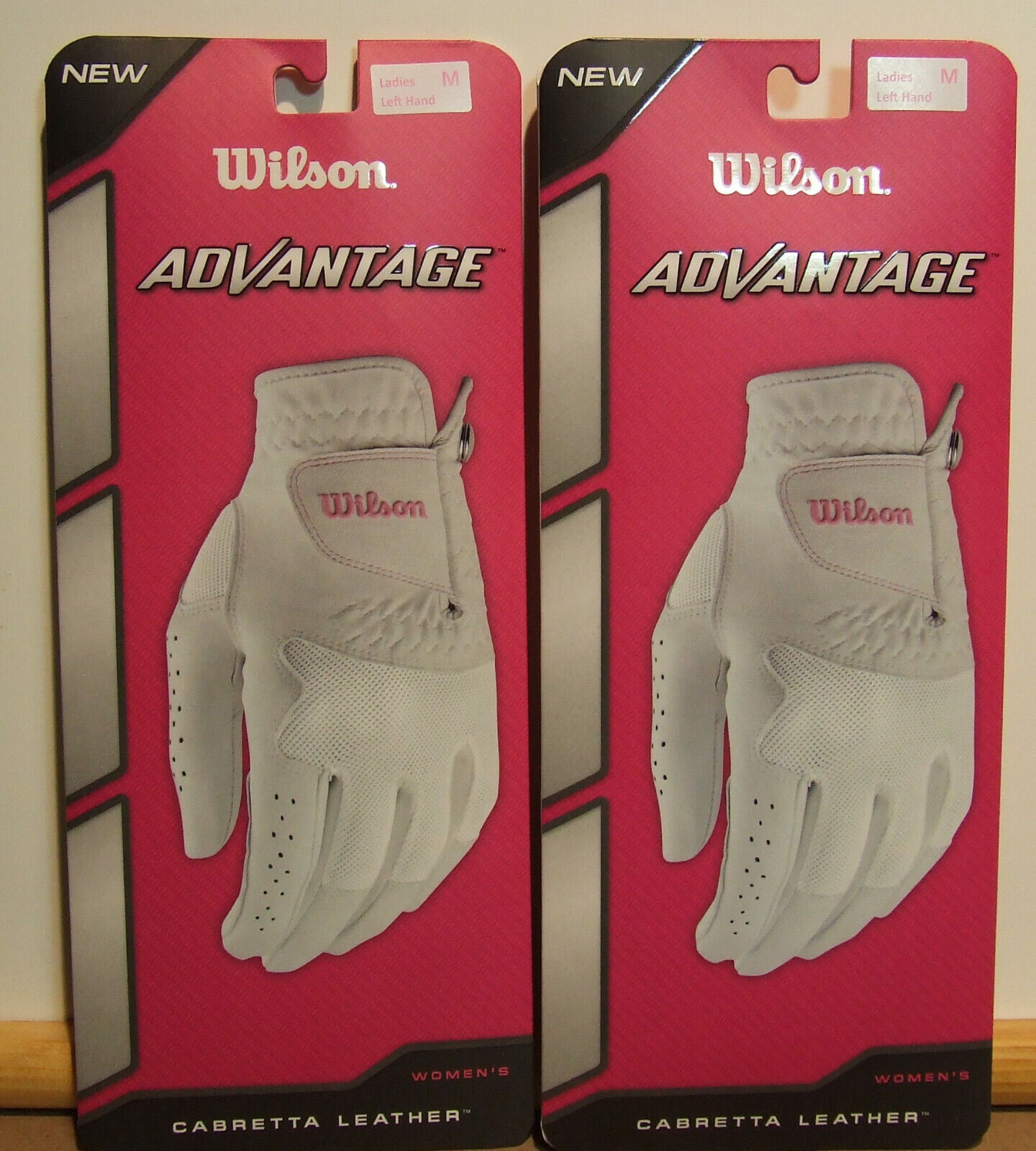 Lot of 2 - Wilson Advantage White Leather Women's Left Hand Golf Glove Medium  Wilson WGJA00810M