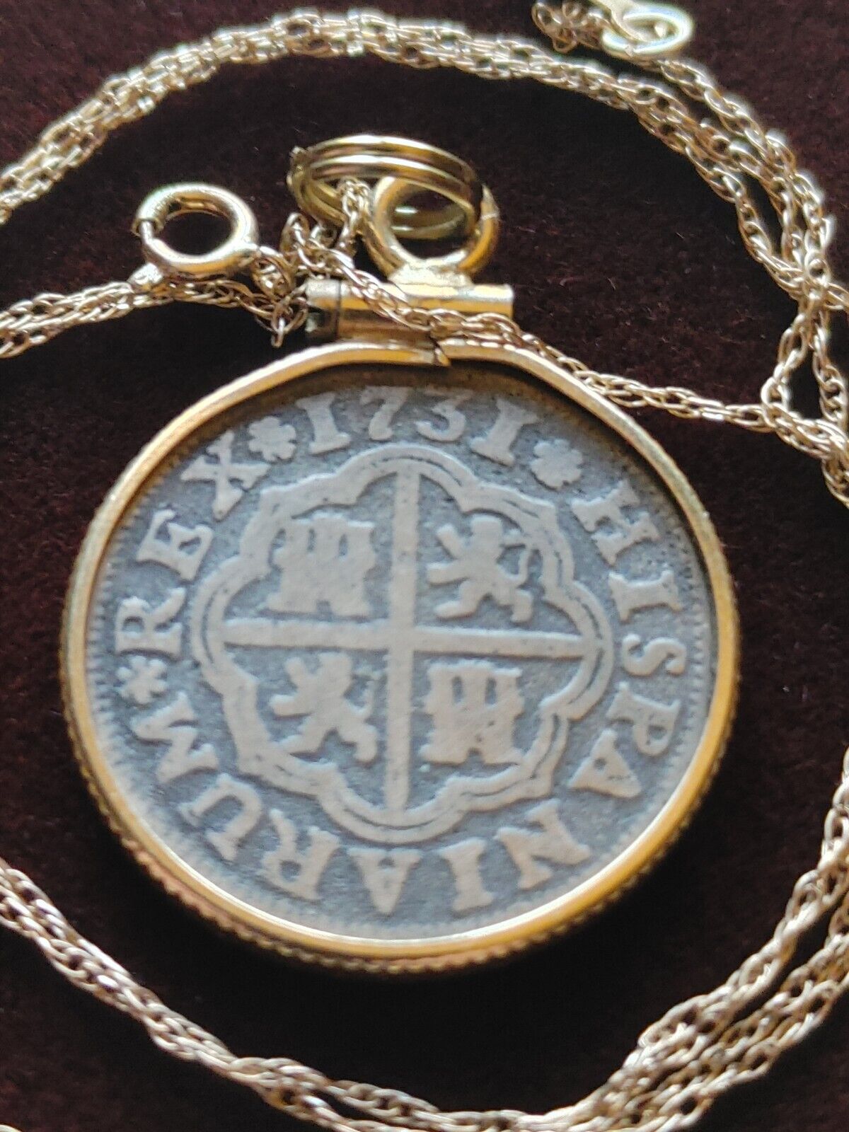 Genuine 1731 Spanish Reale 14K Gold pendant On a 14K  18" Gold Chain w COA & Box Everymagicalday - фотография #20