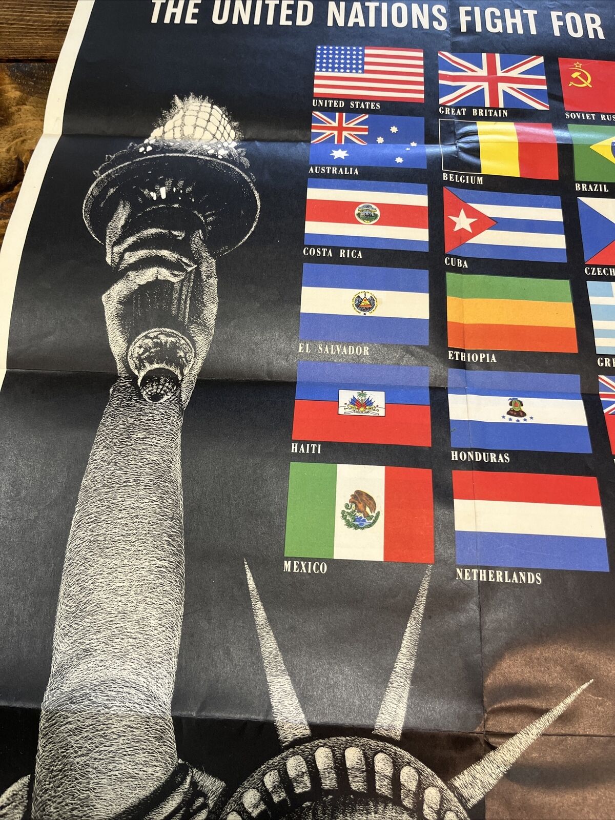 Original 1942 World War II Poster "THE UNITED NATIONS FIGHT FOR FREEDOM" Без бренда - фотография #8