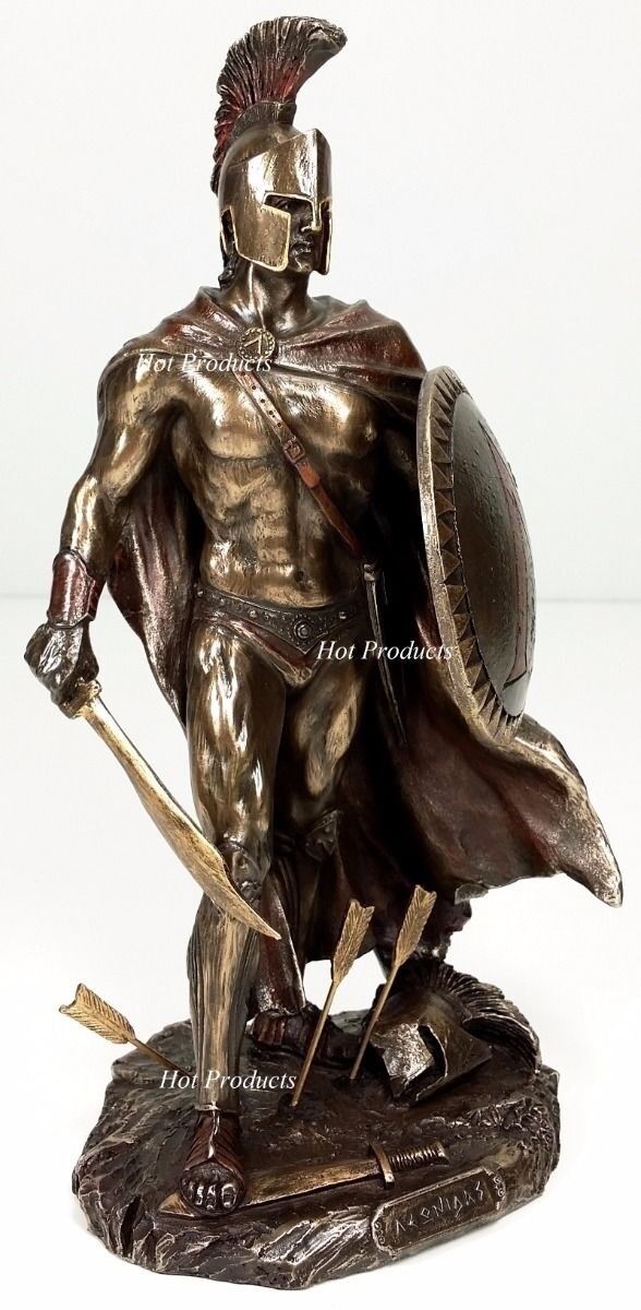10" LEONIDAS Greek Warrior SPARTAN KING Statue Sword Hoplite Shield Bronze Color Veronese - фотография #5