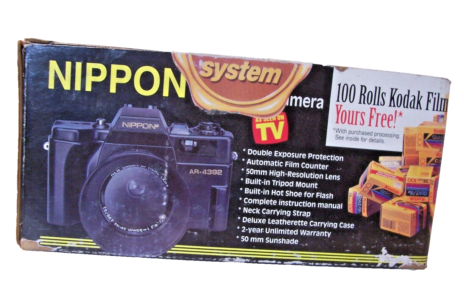 NEW Vintage Film 35mm Camera Nippon AR-4392F w/ Case, Strap, Sun Shade, Lens Cap Nippon ar 4392F - фотография #7