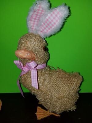 NEW SET OF 3 11" FOAM DUCKS WITH EASTER BUNNY EARS IN BURLAP TABLE DECORATIONS Без бренда - фотография #4