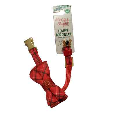 XXS new PetSmart dog puppy festive collar red gingham glitter bow Petsmart - фотография #2