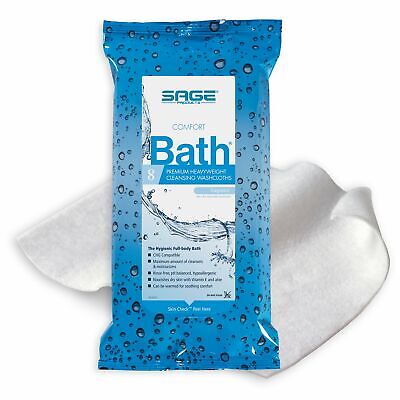 Sage Comfort Bath Cleansing Heavyweight Wipes 8 X 8" 7900 4 Packs 32 Wipes Generic 7900