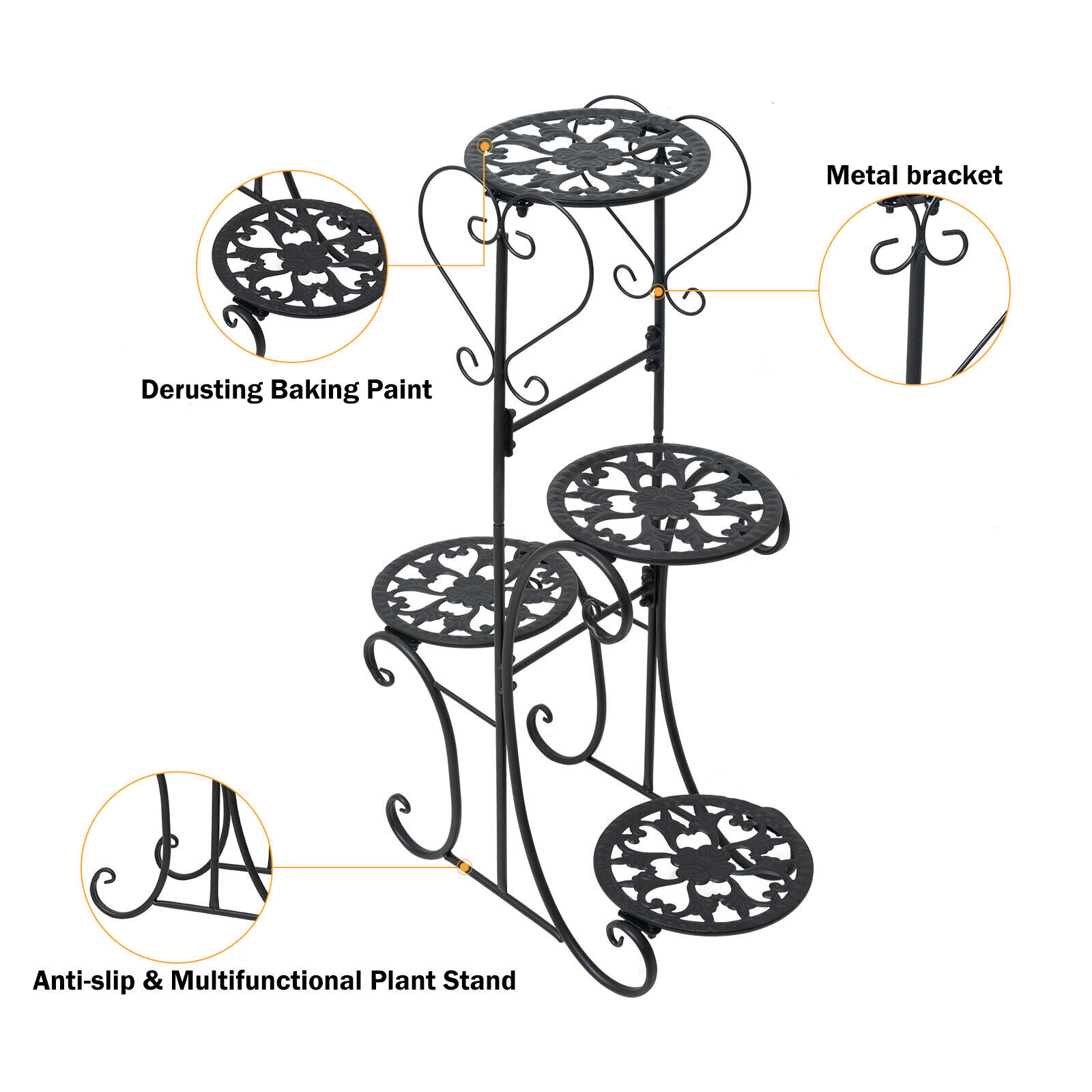 4Tier Metal Flower Pot Stand Plant Display Holder Indoor Balcony Garden Home USA Unbranded Does not apply - фотография #8