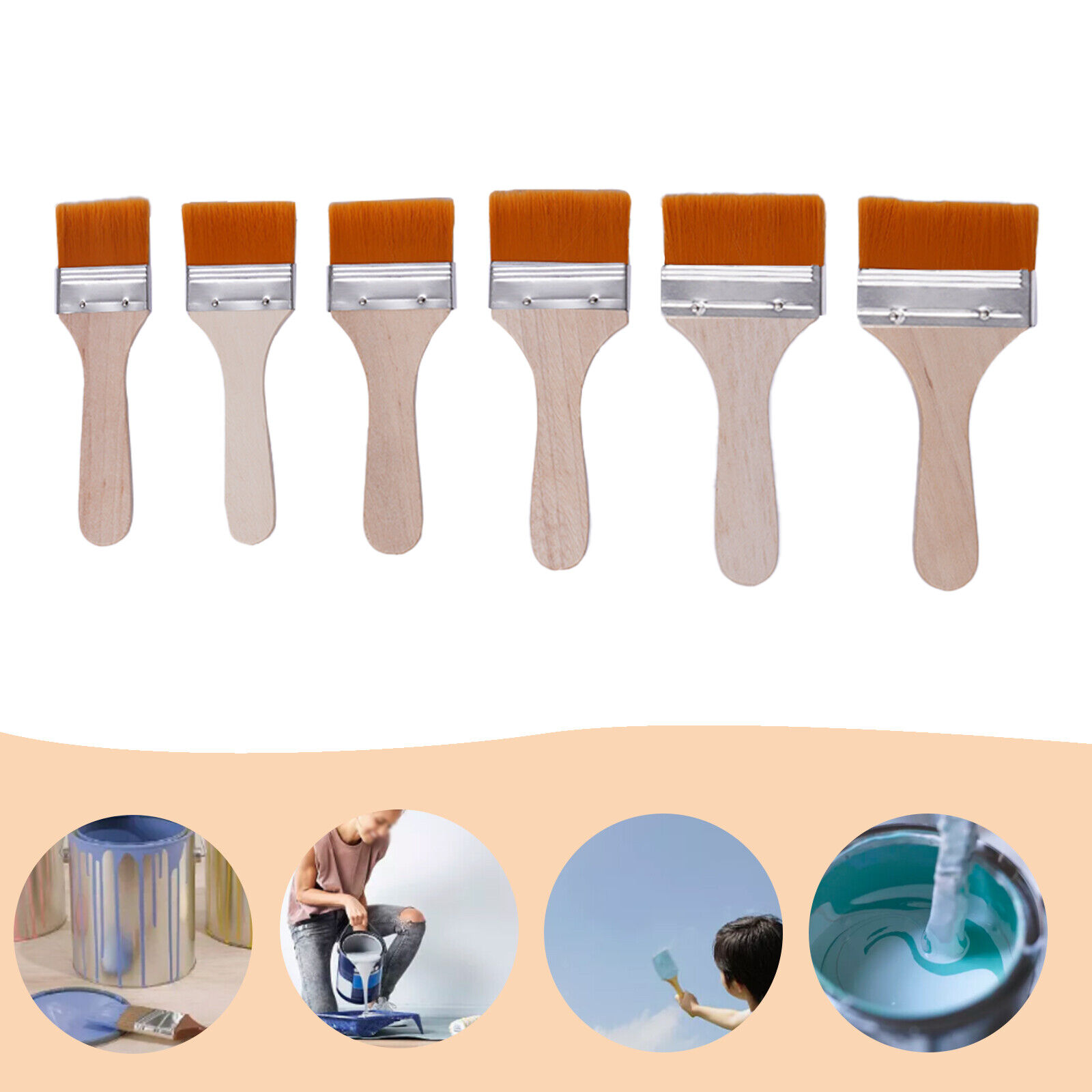 6PCS Paint Brushes Nylon Bristles for Home Wall Painting Dust Cleaning Brush Unbranded Does Not Apply - фотография #2