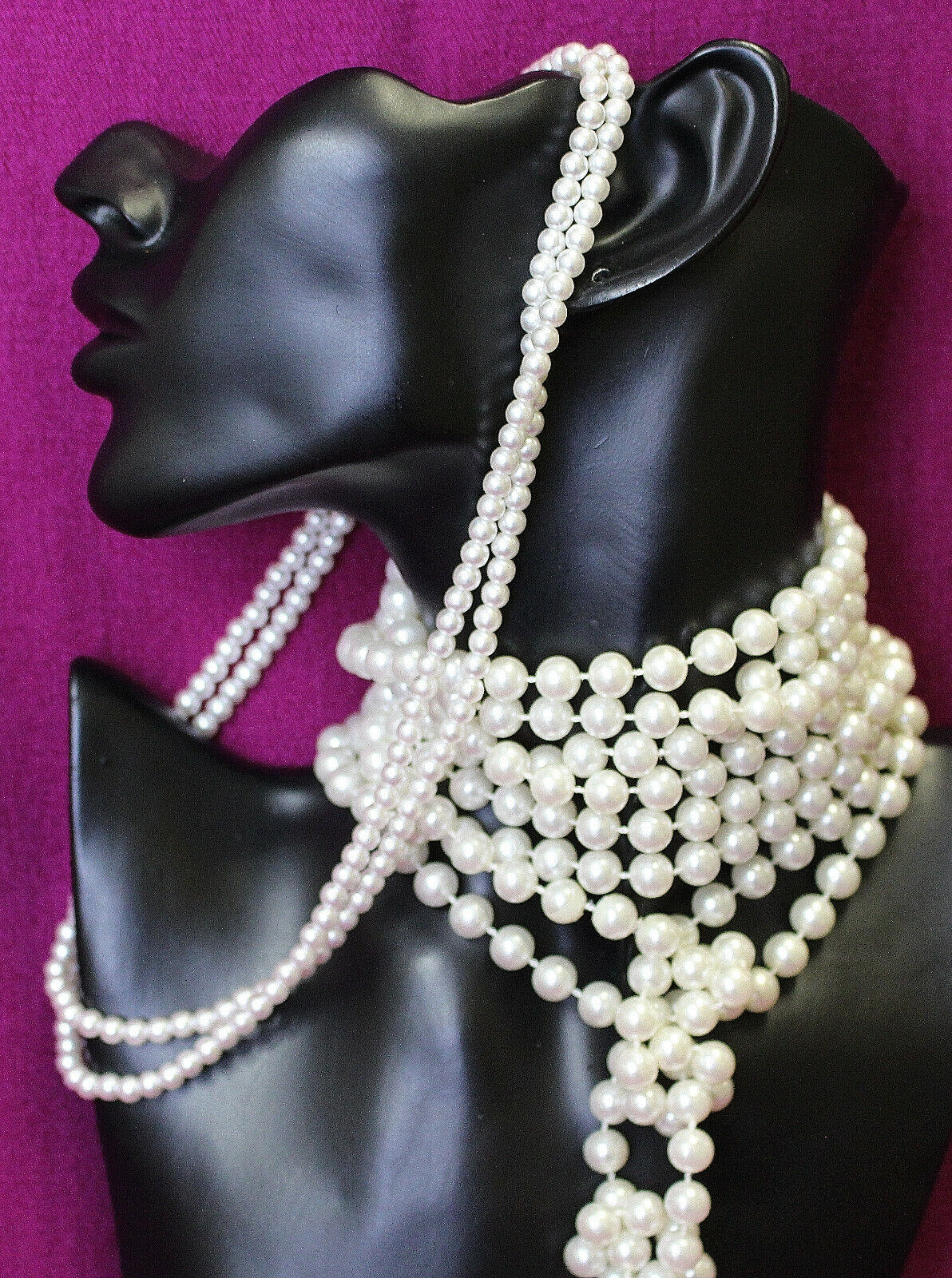 Bulk Lot 2 Faux Pearl Necklaces Craft Market Stall Dress Up Decorations VG 0321  Unbranded