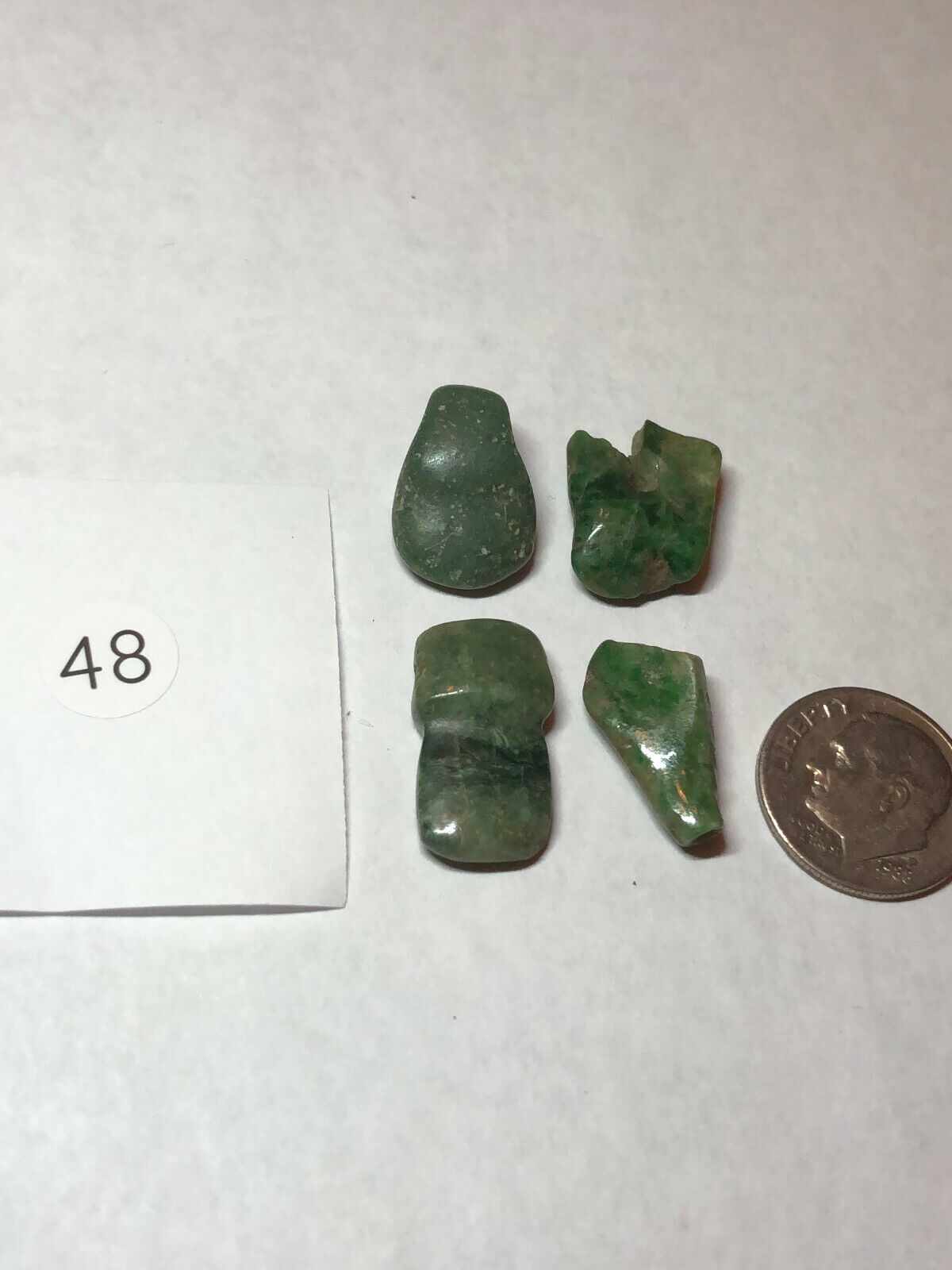 Pre Columbian FOUR Mayan Authentic Polished Jade Carved Beads 1/2" to 3/8"bundle Без бренда