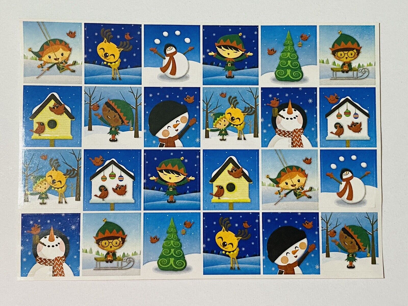 Rare Highlights Magazine Stickers Smiley Faces Snowman Elves Winter Lot of 3  Highlights Children's Magazine - фотография #2