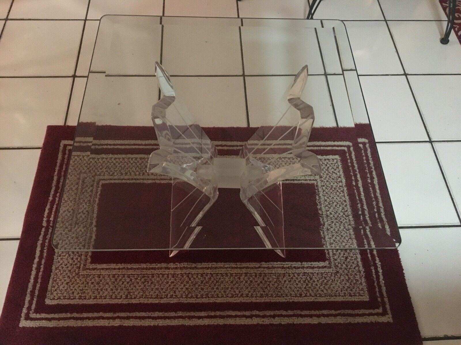 LUCITE/ACRYLIC HOLLYWOOD REGENCY BUTTERFLY WING GLASS - 3 TABLES TOTAL Без бренда - фотография #18
