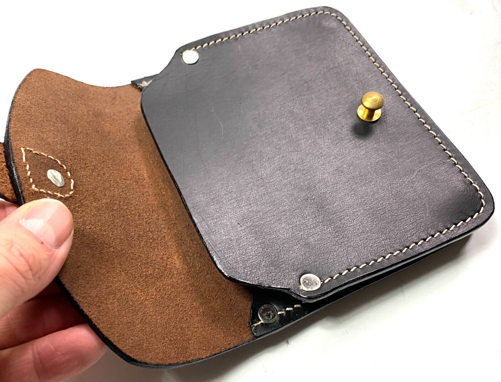 WWI FRENCH M1905/15 LEBEL RIFLE LEATHER AMMO POUCH-BLACK Без бренда - фотография #3