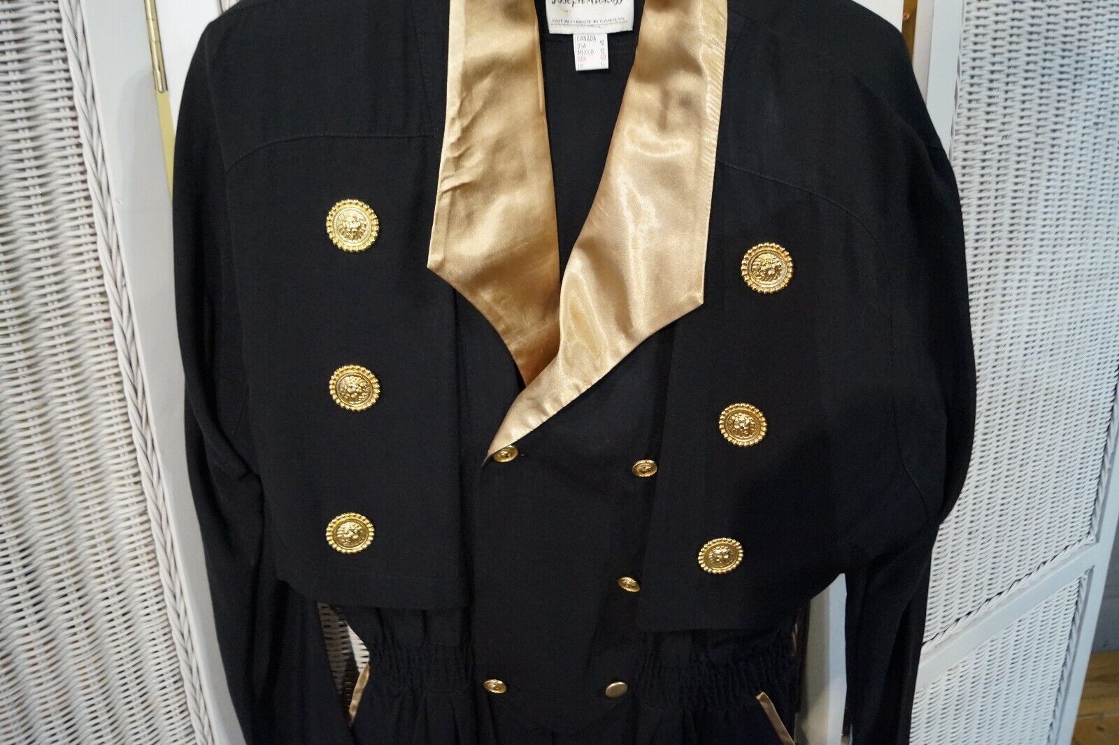 JOSEPH RIBKOFF Black Gold Long Sleeve Jumpsuit Viscose Blend Size UK 14 Joseph Ribkoff - фотография #4