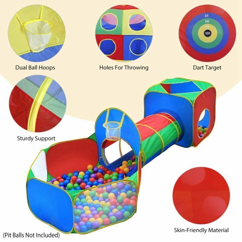 5-in-1 Kids Ball Pit Play Tent w/2 Crawl Tunnel Portable Travel Home Play House sunshining168 Does Not Apply - фотография #6