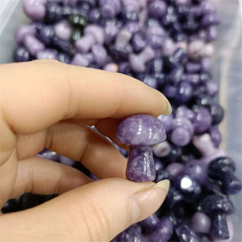 20pcs Mini Natural Purple Lepidolite Stone Mushroom Hand Carved Crystal Healing Без бренда - фотография #3