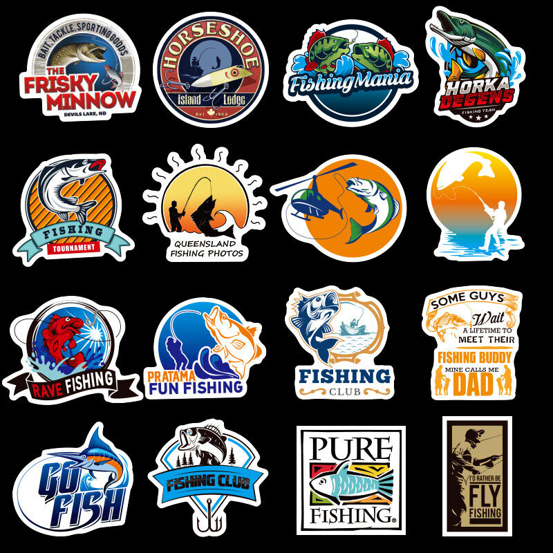 50pcs Fishing Stickers Pack Decal Vinyl Luggage Laptop Gift Kayak Boat Truck Car Hyperealm Does Not Apply - фотография #2
