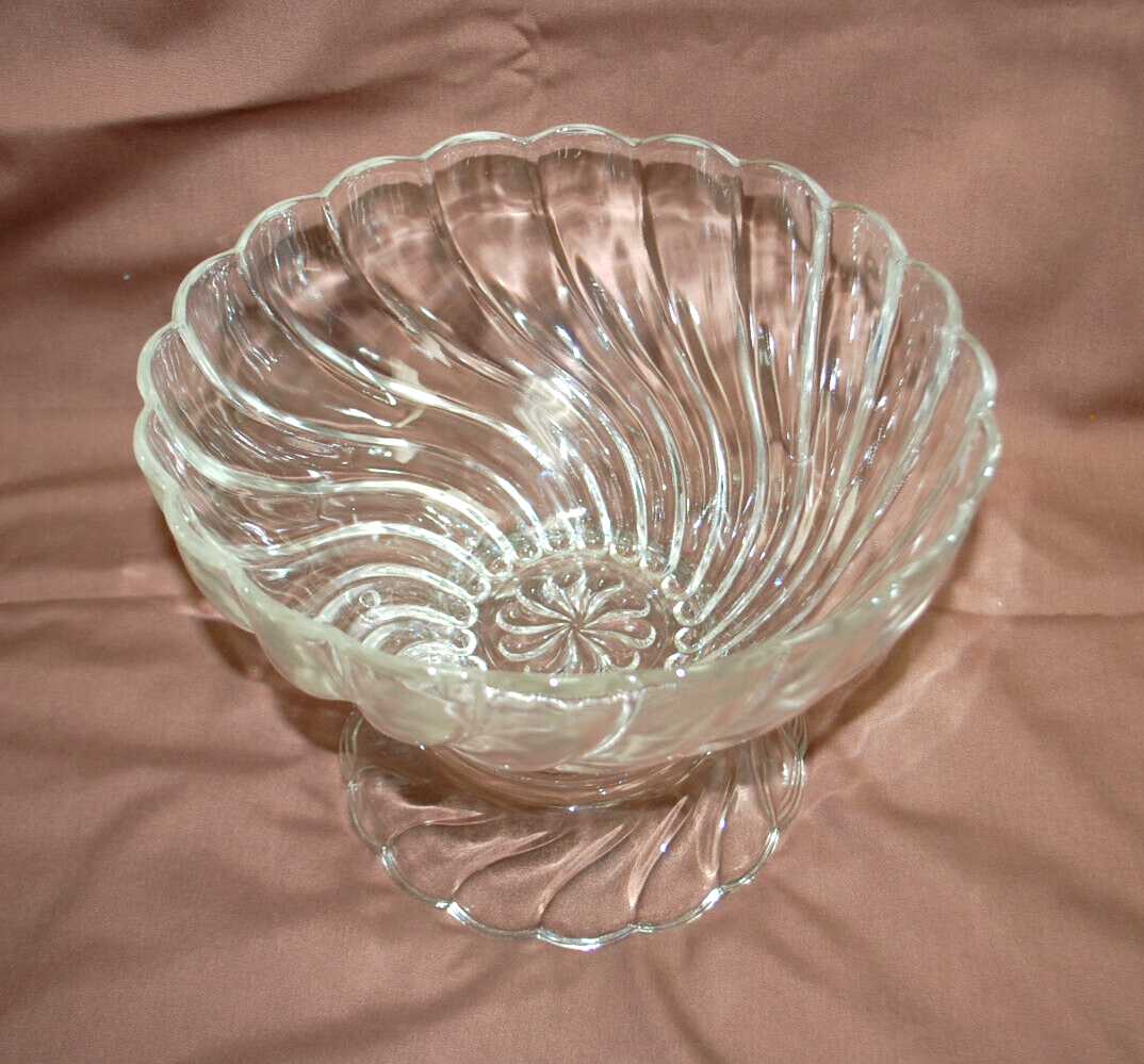 Hazel-Atlas Colonial Swirl Shell Crystal Punch Bowl,Stand,12 Cups & Ladle  T1336 Hazel Atlas - фотография #6